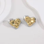 Orecchini cuore bicolore donna in acciaio inox - immagine 2