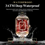 Orologio donna quadrato acciaio impermeabile con calendario - immagine 2