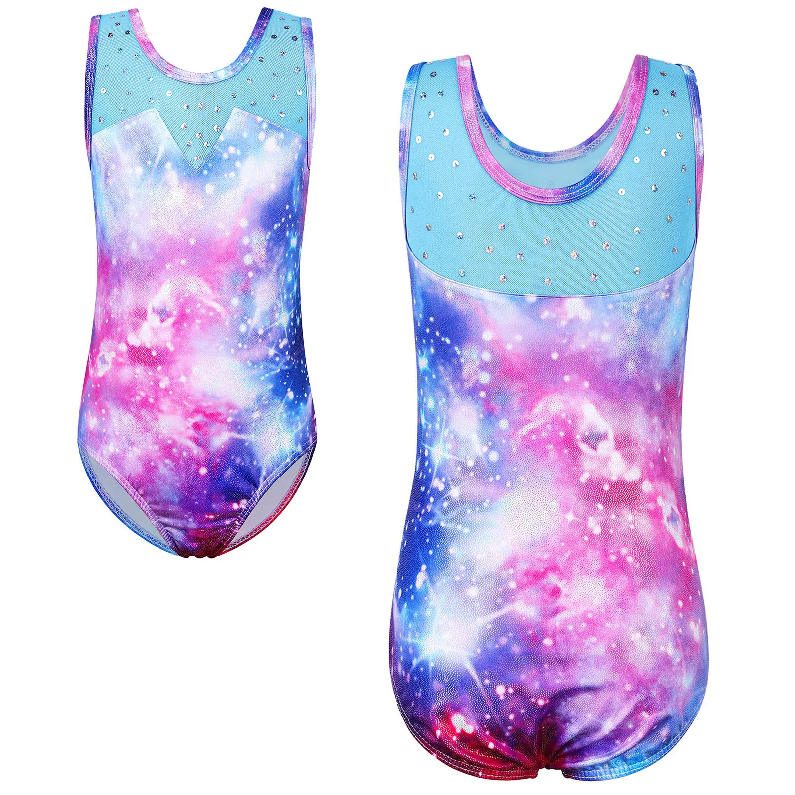 kf-Sdc0663bc85dd4e70a130ead73ef84aedd Body ginnastica bambina rosa Galaxy senza maniche - immagine 1