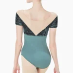 Body in velluto patchwork donna a maniche corte per danza - immagine 3