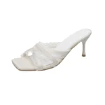 Ciabatte da donna in pizzo con tacco sottile - immagine 6