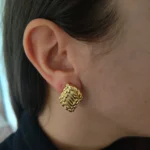 Orecchini a foglia intrecciata placcati oro donna - immagine 3