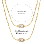 Bracciale donna in acciaio oro con cristallo quadrato - immagine 6