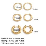 Set 3 orecchini a cerchio in acciaio oro impilabili - immagine 6