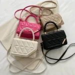 Borsa a tracolla piccola donna in pelle PU effetto plaid