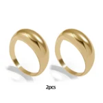 Set 2 anelli cerchio geometrici placcati oro donna - immagine 5