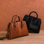 Borsa a tracolla donna in vera pelle con manico - immagine 2
