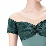 Body in velluto patchwork donna a maniche corte per danza - immagine 4