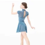 Body ballet donna a collo alto con pieghe, manica corta - immagine 4