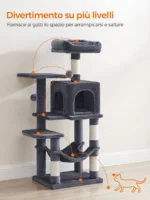 Albero tiragraffi per gatti 112 cm con cuccia e amaca - immagine 3