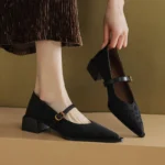 Scarpe Mary Jane donna a punta con tacco largo leopardato - immagine 4