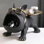 Statua bulldog in resina 30 cm con vano portaoggetti