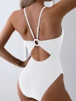 Costume intero donna 2025 a vita alta, scollatura sexy - immagine 6