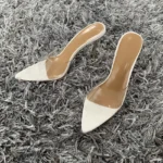 Sandali mules donna in PVC trasparente con tacco a spillo - immagine 4