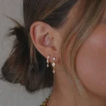 Set 2 paia orecchini a catena con zirconi placcati oro - immagine 4