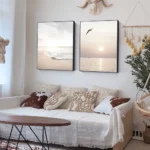 Set 3 stampe mare beige su tela per soggiorno - immagine 5