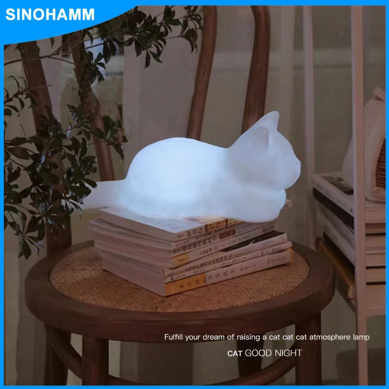 kf-Seec2b652bd584b61b5d5c3321f3fdcb3y Lampada da notte gatto dormiente luce LED da comodino - immagine 1