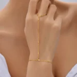 Bracciale anello donna con catena sottile color oro - immagine 6