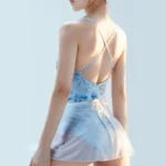 Body da balletto donna blu con spalline incrociate - immagine 4