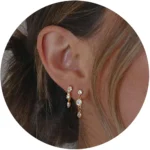 Set 2 paia orecchini a catena con zirconi placcati oro