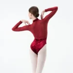 Body da balletto donna in velluto e rete con colletto alto - immagine 2