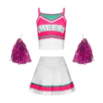 Costume cheerleader bambina 5-14 anni con pompon e gonna - immagine 5