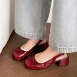 Sandali donna punta chiusa con tacco spesso Mary Jane - immagine 2