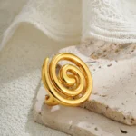 Anello a guscio di cocco placcato oro 18K impermeabile - immagine 6