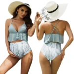 Costume premaman due pezzi a vita alta per gravidanza - immagine 5