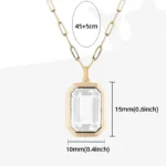 Collana girocollo donna con ciondolo quadrato in cristallo - immagine 6