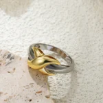 Anello donna nodo incrociato bicolore oro e argento