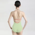 Body danza verde donna con collo allacciato - immagine 2