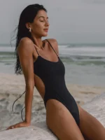 Costume intero donna senza schiena con spalline regolabili - immagine 3