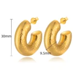 Orecchini a cerchio grossi in acciaio inox martellato - immagine 6