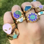 Anello cuore con occhio colorato smaltato per donna - immagine 5