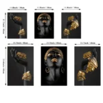 Quadri donna africana con gioielli dorati, set 3 poster - immagine 6