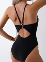 Costume intero donna 2025 a vita alta, scollatura sexy
