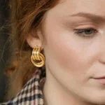 Orecchini a bottone nodo multistrato in acciaio inox - immagine 3