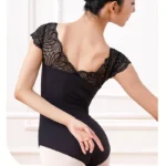 Body da ballo elegante in pizzo nero per donna - immagine 6