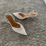 Sandali mesh con tacco a spillo e perline donna - immagine 3