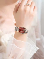 Orologio donna quadrato acciaio impermeabile con calendario - immagine 4