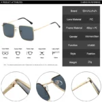 Occhiali da sole retrò quadrati in metallo UV400 - immagine 6