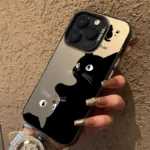 Custodia iPhone gatto nero cartone animato antiurto