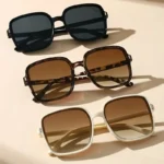 Set 3 occhiali da sole donna rettangolari oversize - immagine 3