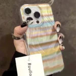 Cover iPhone arcobaleno minimal con piuma decorativa - immagine 6