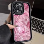 Custodia morbida iPhone con banconote rosa in silicone - immagine 4