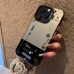 Custodia iPhone effetto laser argento opaca antiurto