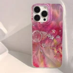 Custodia iPhone onde d’acqua rosa estive, antiurto - immagine 2