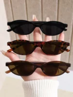 Set 3 occhiali da sole ovali piccoli multicolore retrò - immagine 6