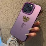 Custodia iPhone argento con cuore e motivo leopardato - immagine 5